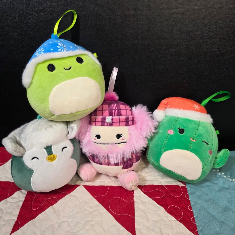 Squishmallows Plush Mini Ornament Set 4pc Brina Charles Danny Jen Christmas